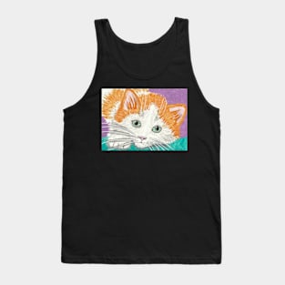 Orange kitten cat face  painting Tank Top